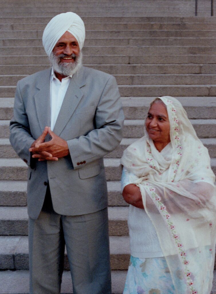 Dr. Harbhajan Singh and his wife Surinder Kaur, who were given the mission to spread the message of Unity of Man. Sweden, Stockholm 1993
